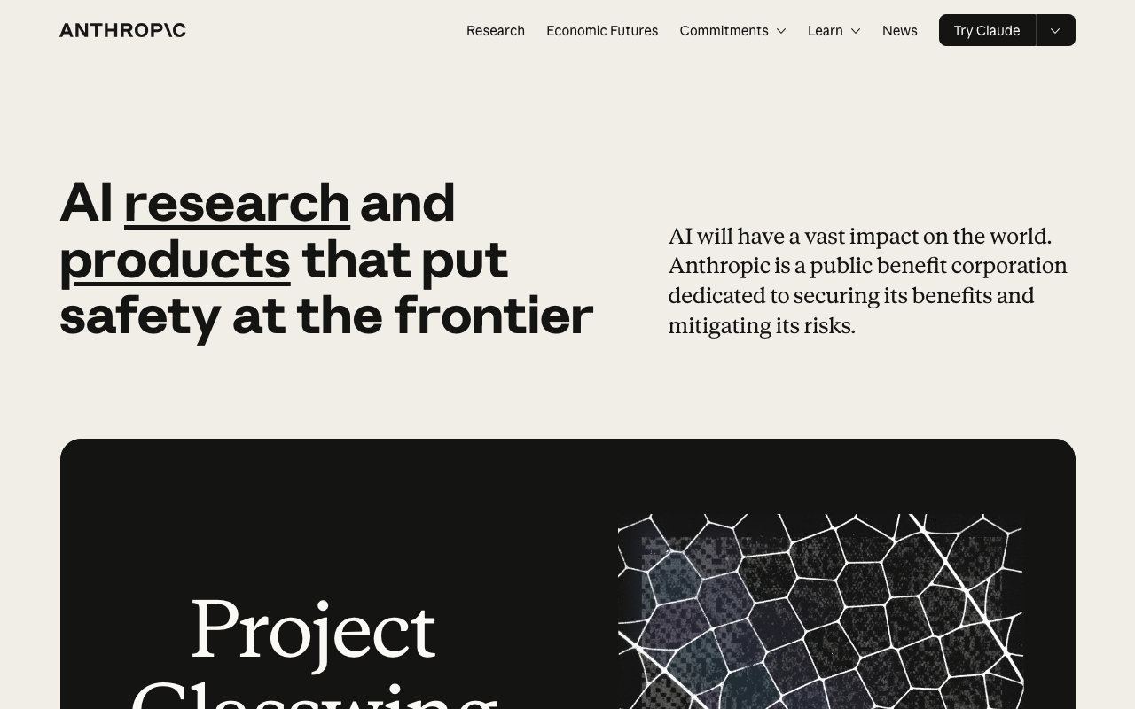 Screenshot of Anthropic.com