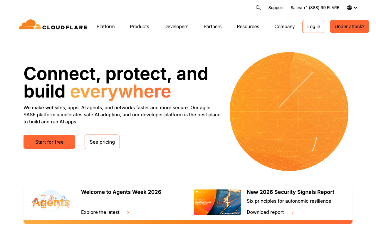 Screenshot of Cloudflare.com
