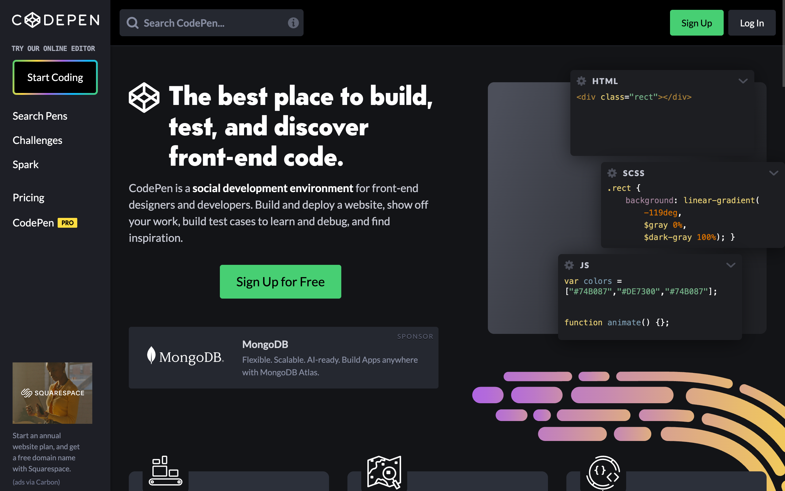 Screenshot of Codepen.io