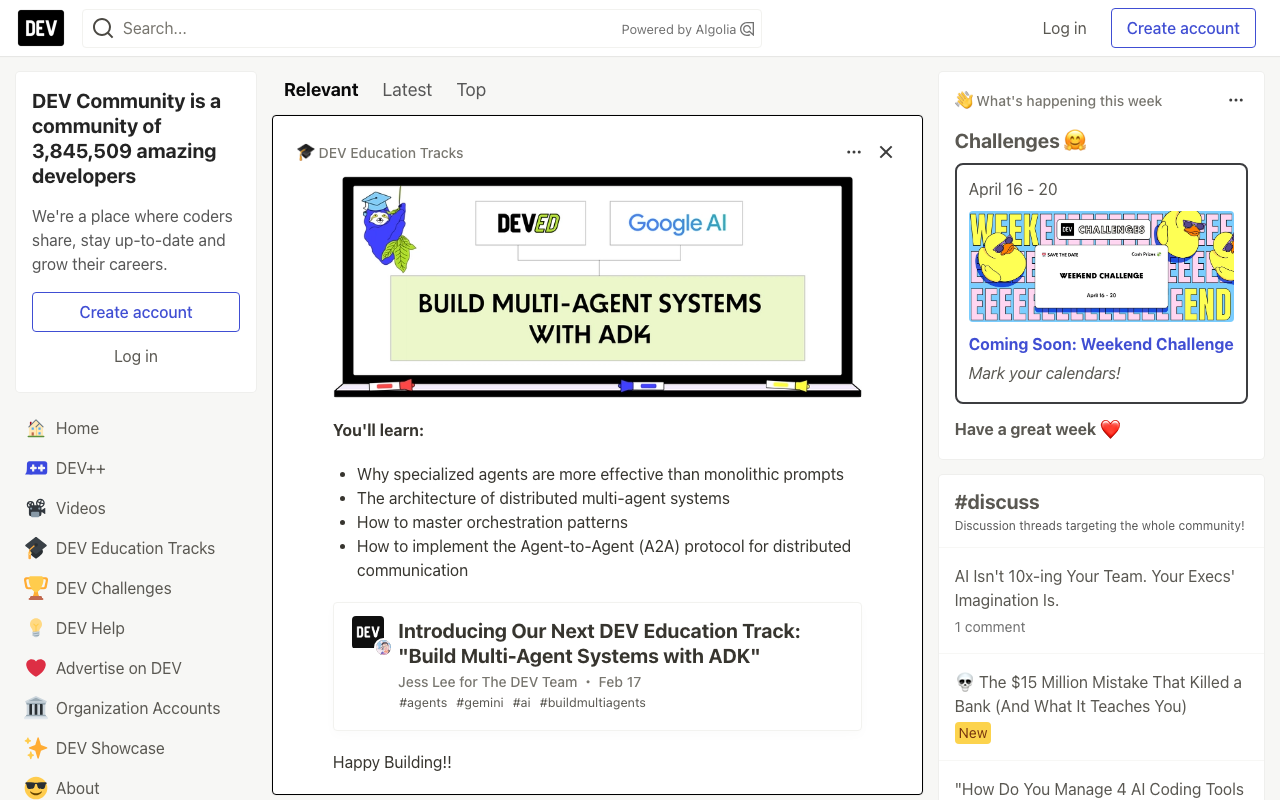 Screenshot of Dev.to