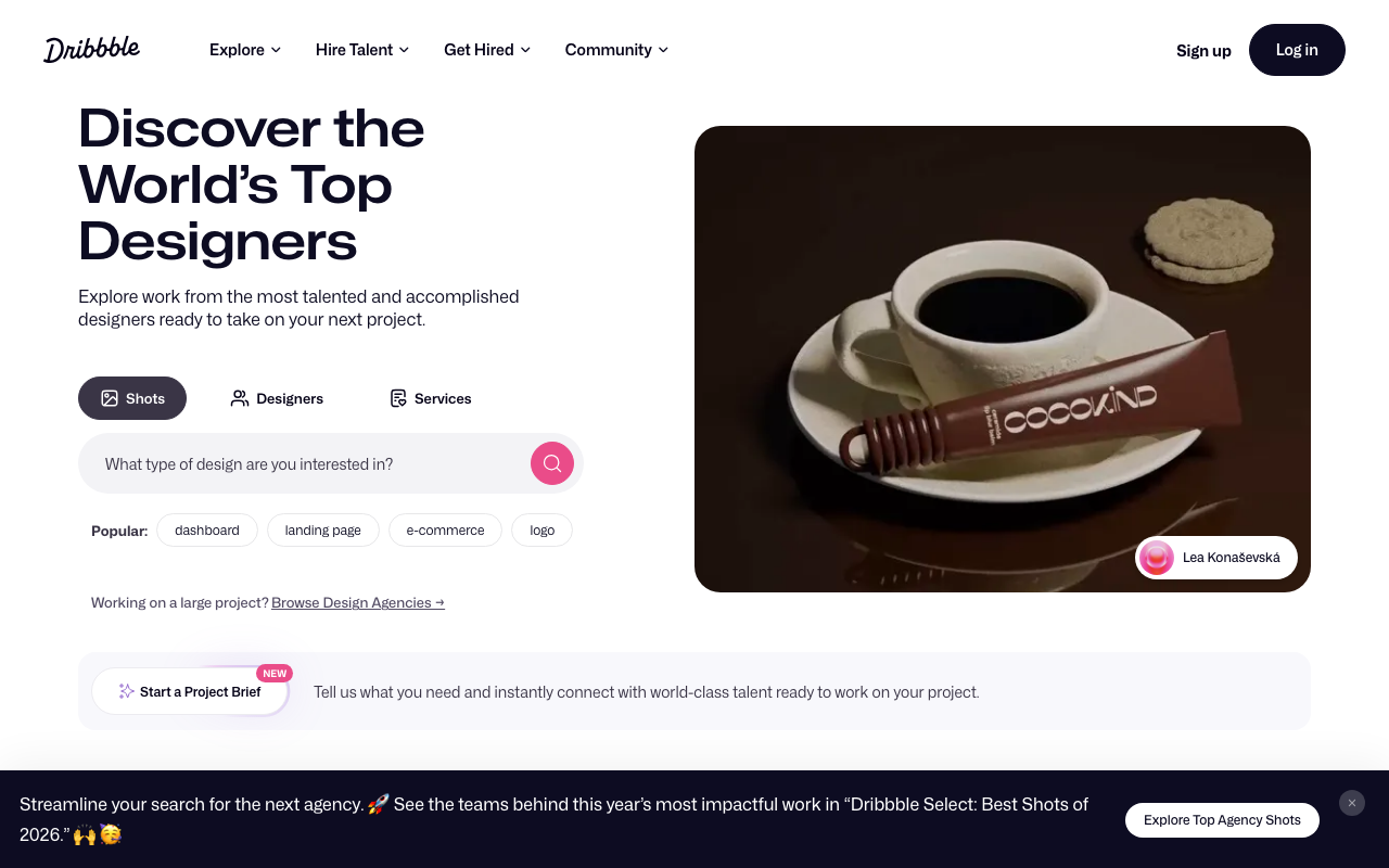 Screenshot of Dribbble.com