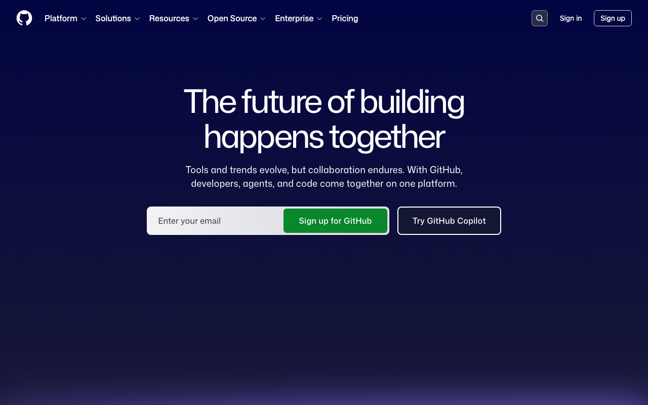 Screenshot of Github.com