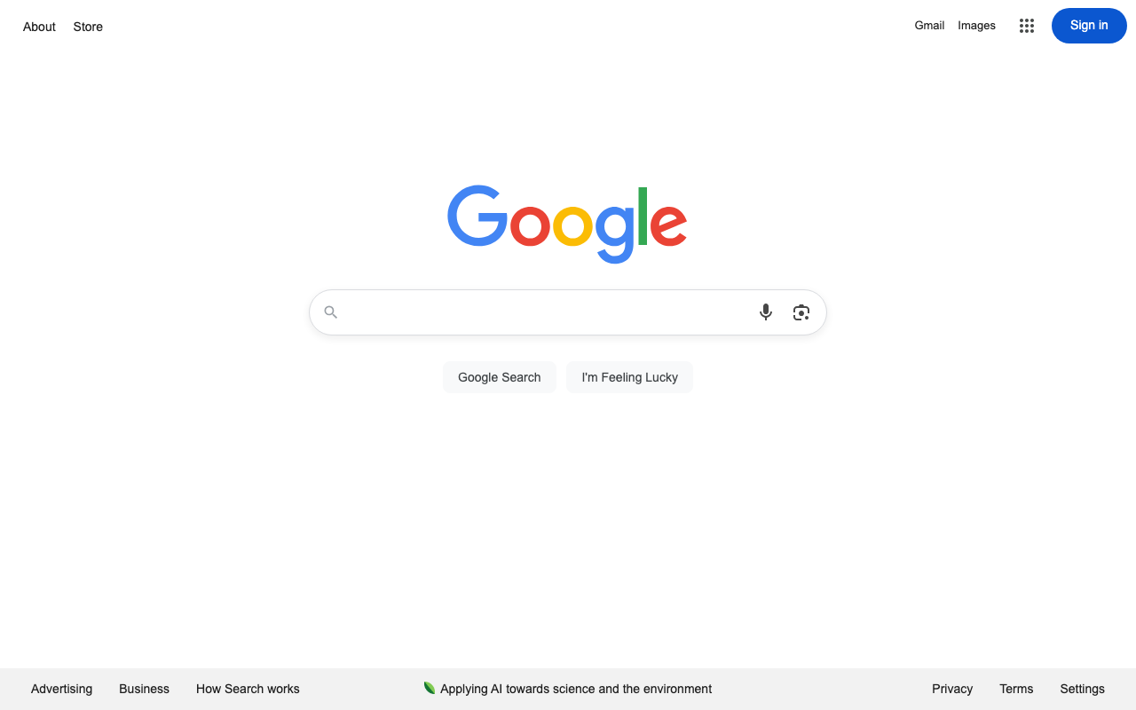 Screenshot of Google.com