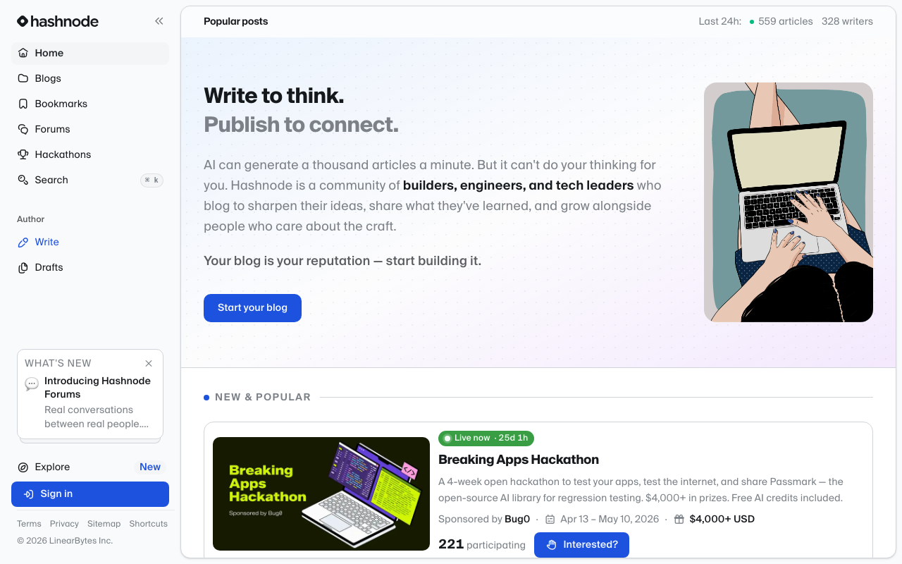 Screenshot of Hashnode.dev