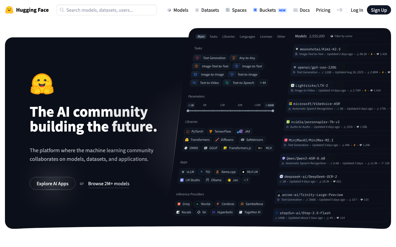 Screenshot of Huggingface.co