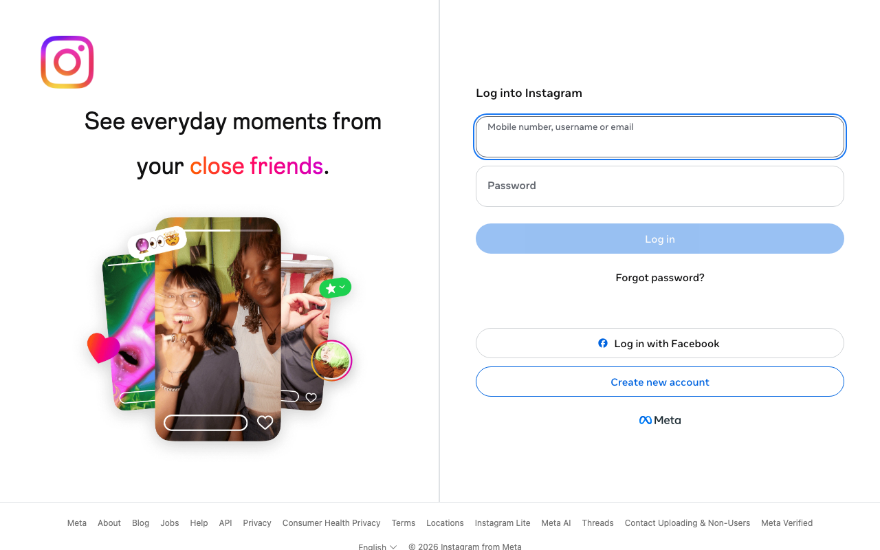 Screenshot of Instagram.com