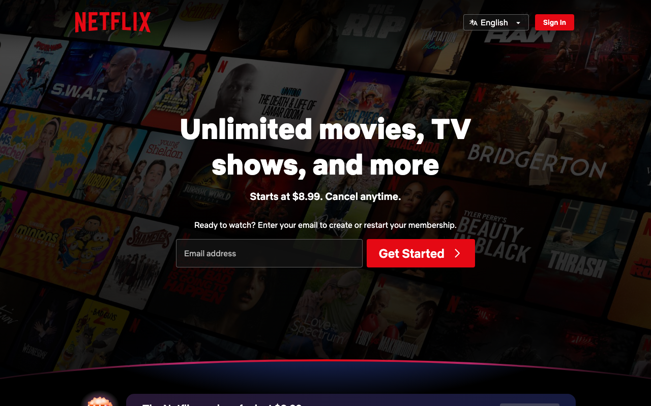 Screenshot of Netflix.com