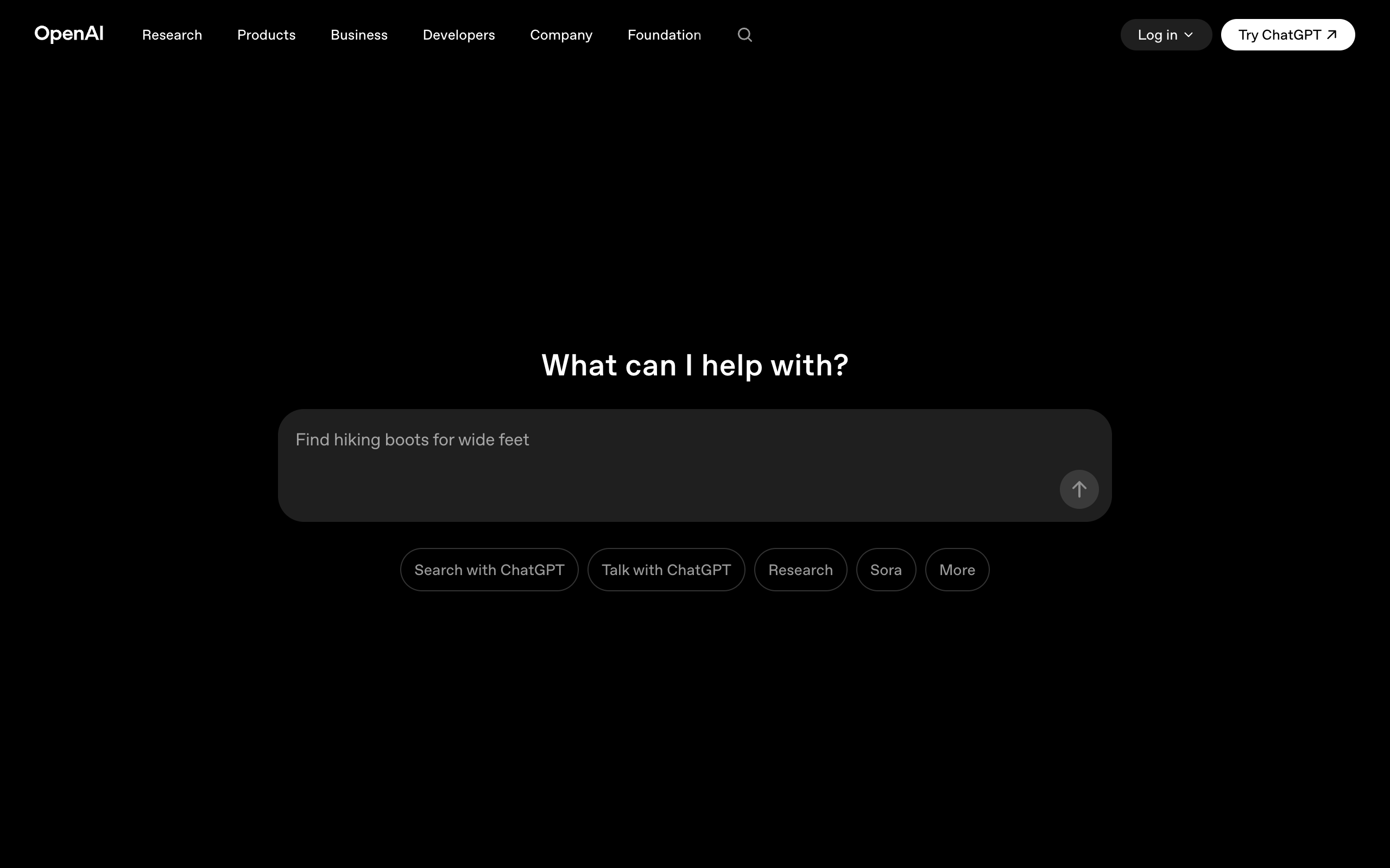 Screenshot of Openai.com