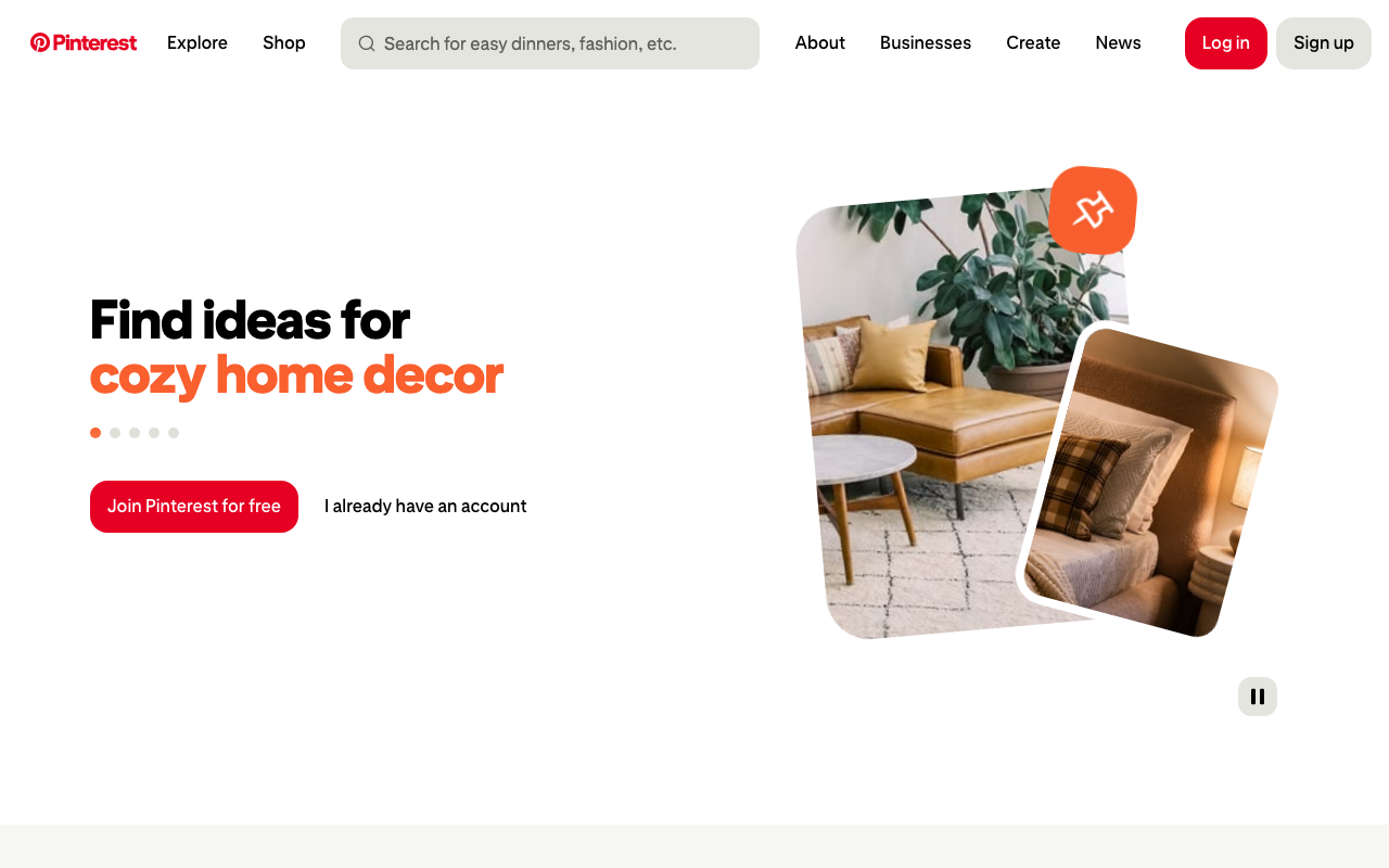 Screenshot of Pinterest.com
