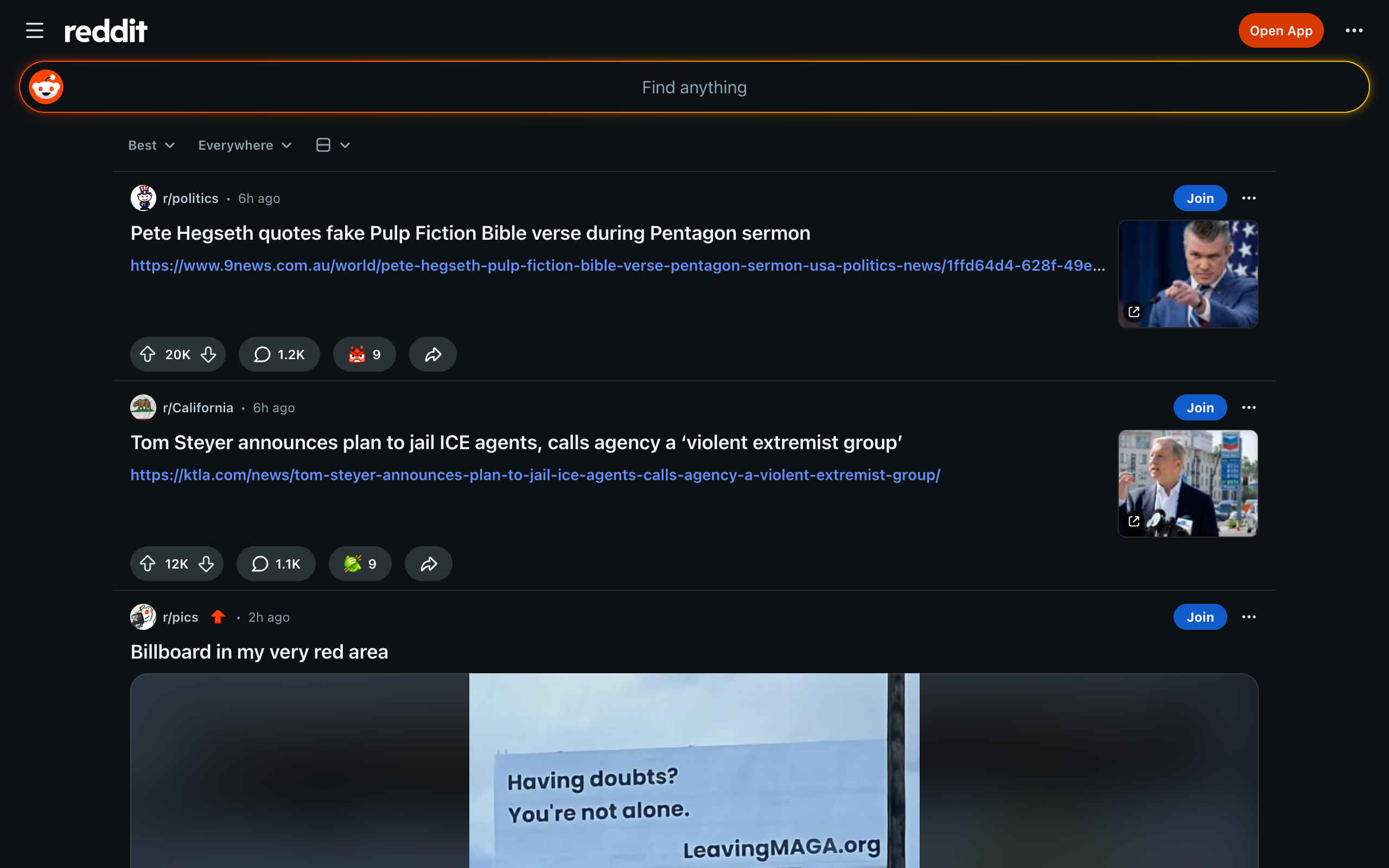 Screenshot of Reddit.com
