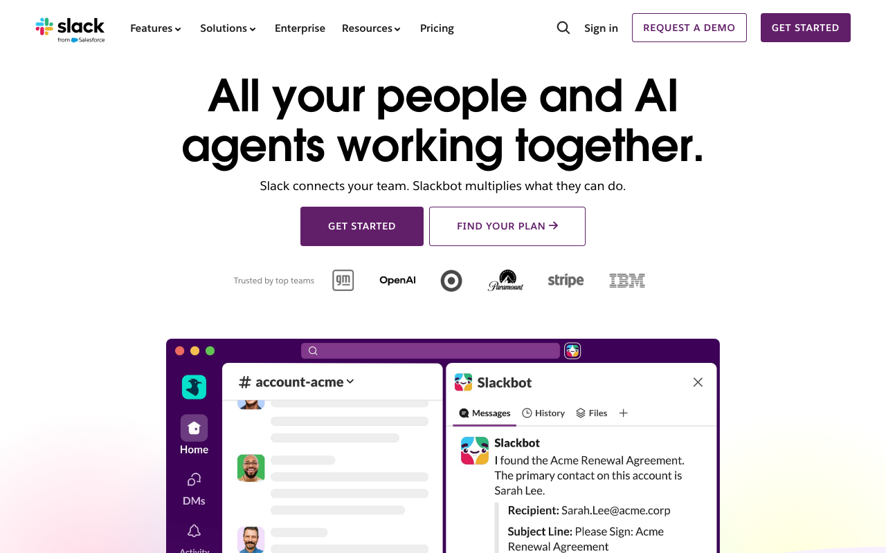 Screenshot of Slack.com