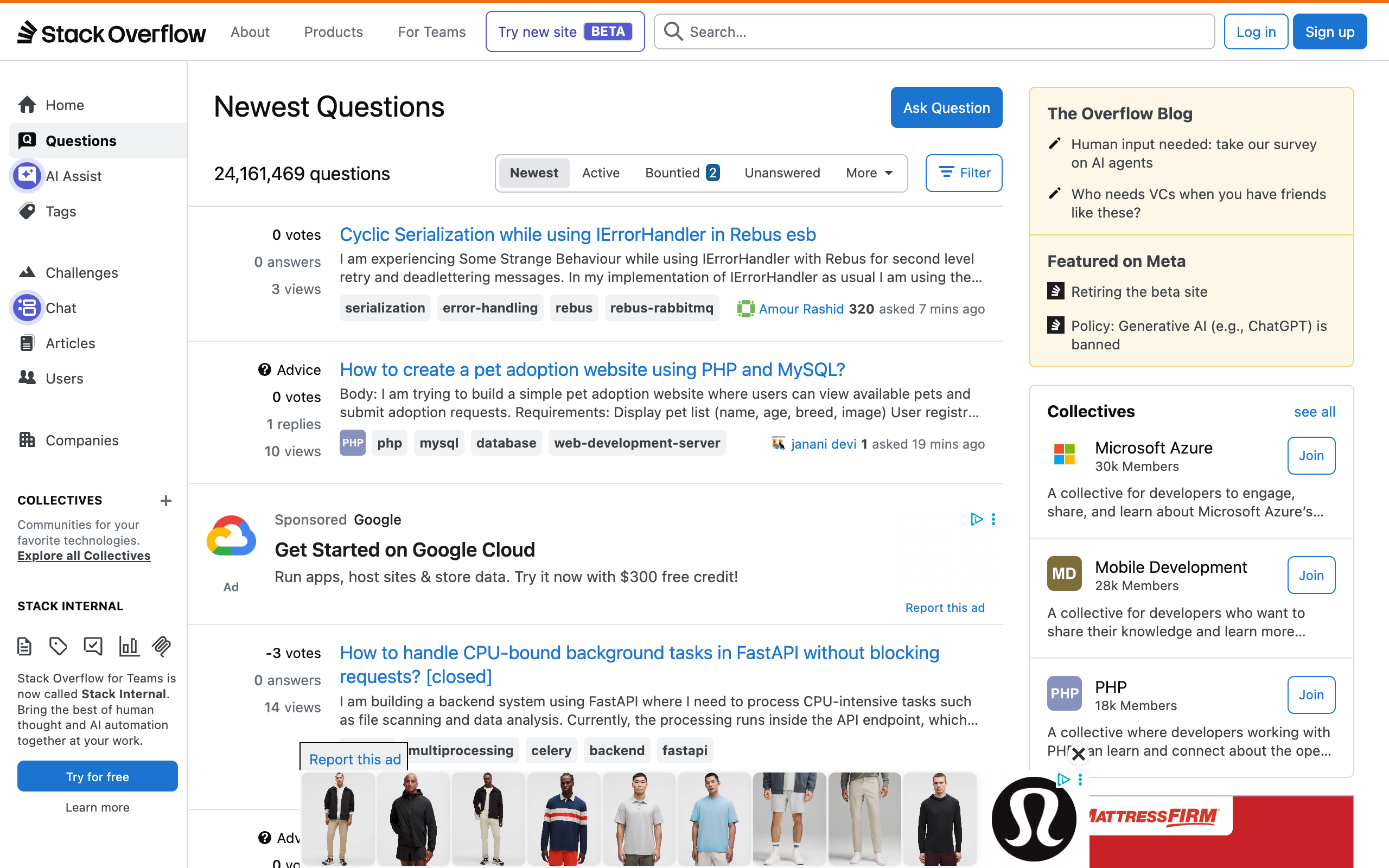 Screenshot of Stackoverflow.com