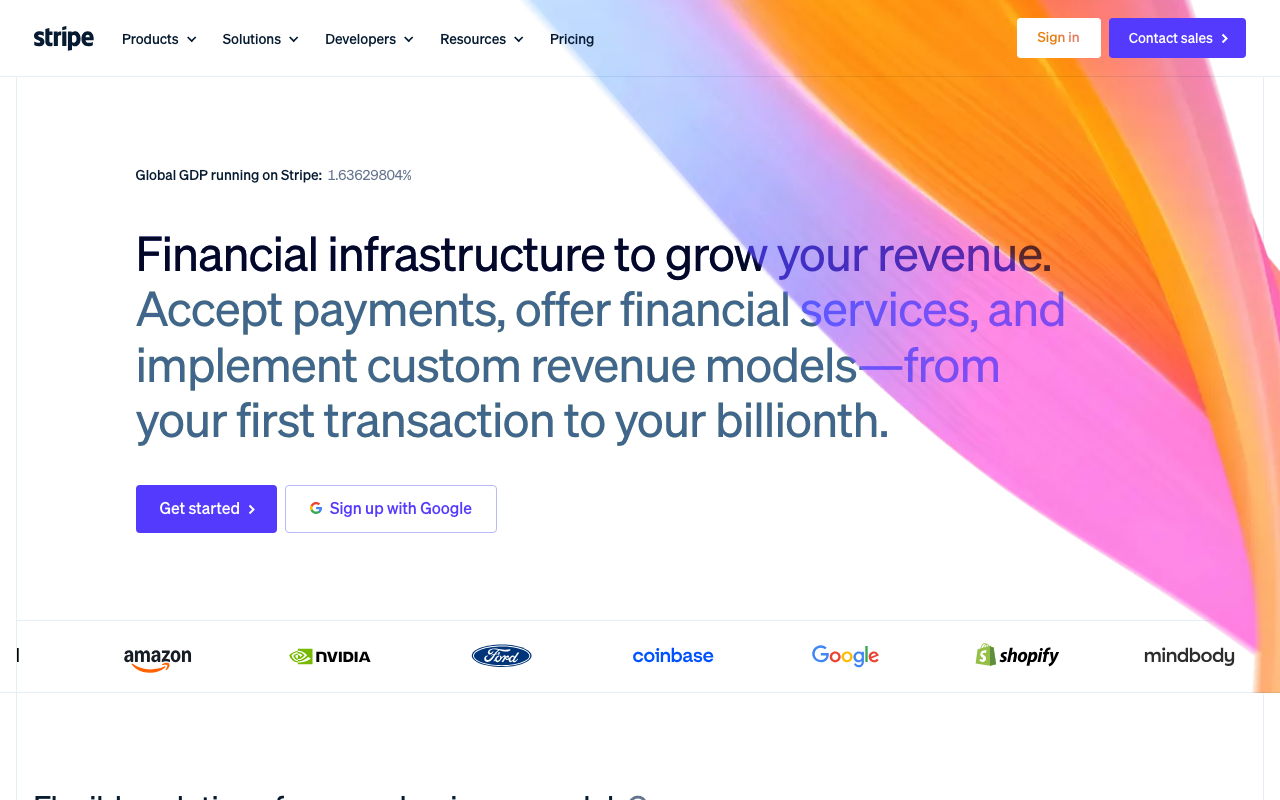 Screenshot of Stripe.com
