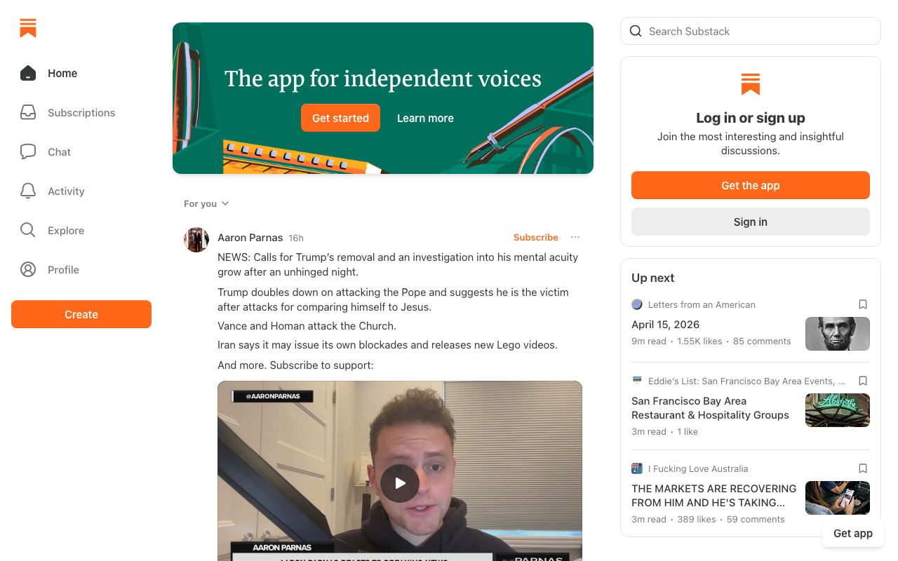 Screenshot of Substack.com