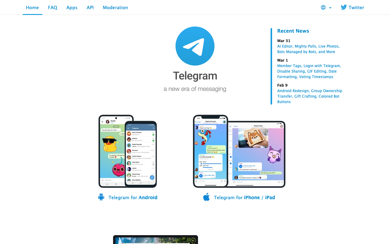 Screenshot of Telegram.org