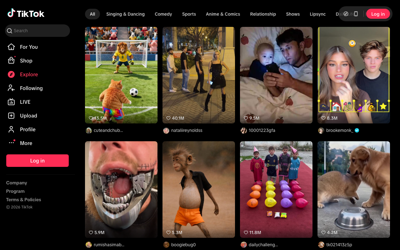 Screenshot of Tiktok.com