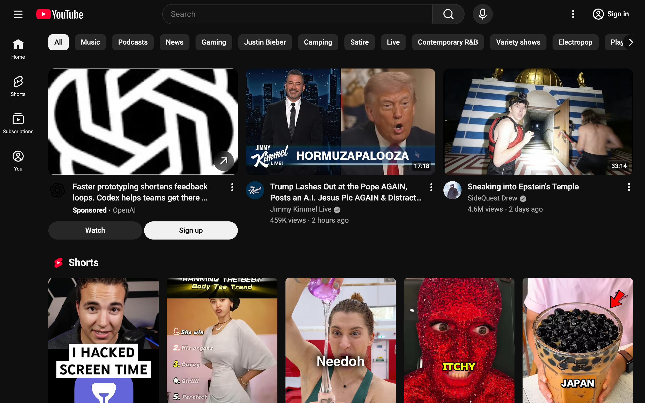 Screenshot of Youtube.com